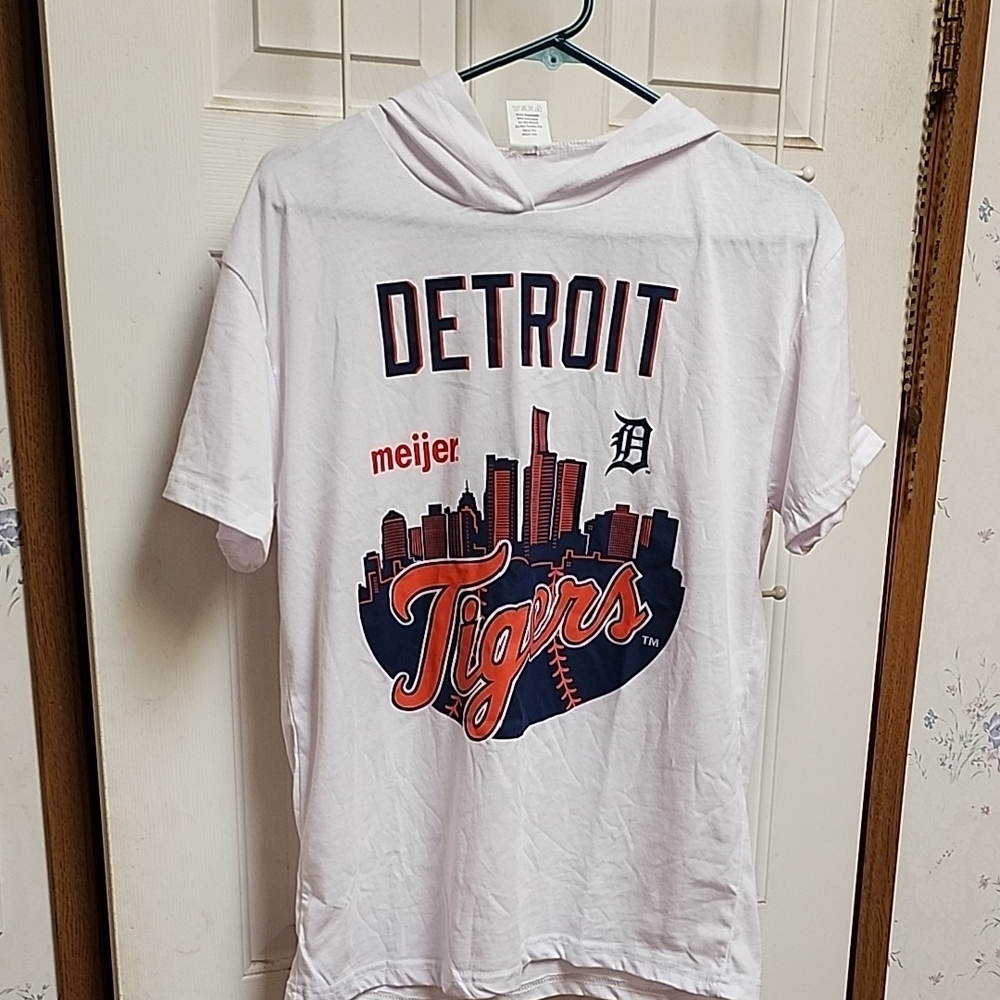 Detroit Tigers White Hoodie T-Shirt